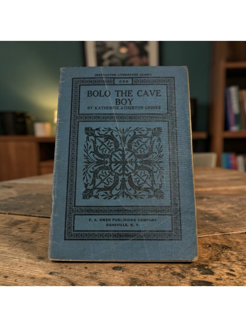 Antique 1915 Children’s Book Bolo The Cave Boy Paperback Primitive Decor Blue